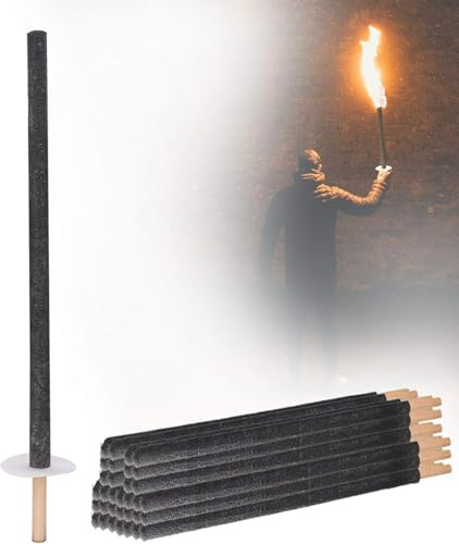 Monucep Lot de 200 torches en cire avec protection des mains, durée de combustion 100 min, torches en cire avec poignée extra longue, torches pour enfants pour la randonnée nocturne, le jardin, la