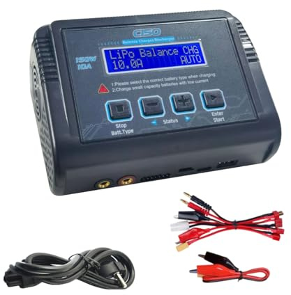 C150 150W 10A Smart Lithium-Batterieladegerät und -Entlader,RC-Balance-Ladegerät für LiPo Li-Ion LiFe LiHV NiMH NiCd PB-Batterien,mit LCD-Bildschirmsteuerung, mehreren Schnittstellen und USB-Anschluss