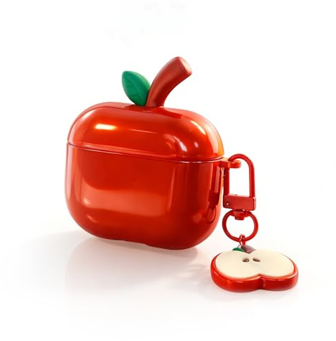 BelleFlair Custodia Traspirante per AirPods PRO 3, Design Simpatico a Mela Rossa con Ciondolo, Custodia Divertente in TPU, Cover Protettiva Antiurto Compatibile con AirPods PRO 3a Generazione