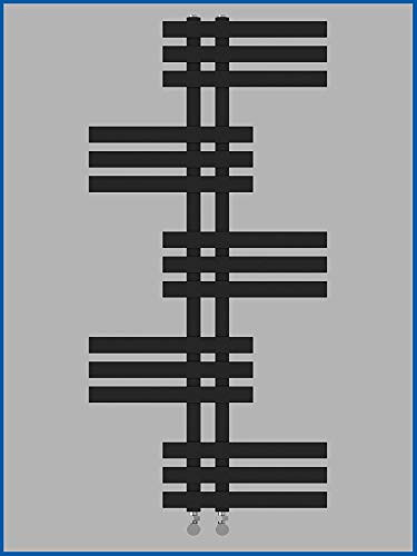Designbadheizkörper ELFIE Schwarz Anthrazit 1600 x 600 mm | Handtuchtrockner, Handtuchwärmer