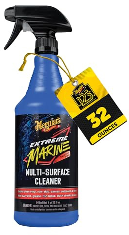 Meguiar’s Extreme Marine Multi-Surface Cleaner M180332 - Pro Multi-Surface Cleaner for RV and Marine Detailing, Removes Dirt Grime & Stains from Vinyl, Gel Coat, Non Skid, Carpet and More, 32 Oz Spray