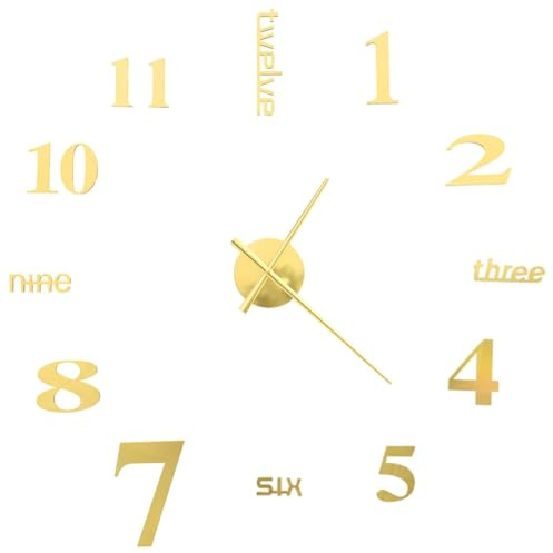 vidaXL 3D-Wanduhr Modernes Design 100 cm XXL Golden