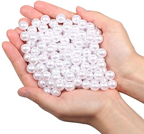 Perlen zum Auffädeln Lose Bastelperlen mit Loch 180 Stück 12mm Poliert Perlen für Christmas Decoration/Vase Füllstoffe/DIY Schmuck Halsketten Armbänder/Kleidung Dekoration/Hochzeitsdekoration