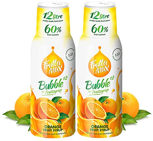 2 Pack - FruttaMax Orange Syrup | Less Sugar | 60% Real Fruit Concentrate | Suitable for soda Machine 2x500ml