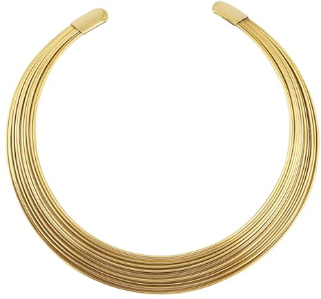 Touchstone Elegant Choker Torque Halskette mit mehreren Drähten in antikem Goldton für Frauen