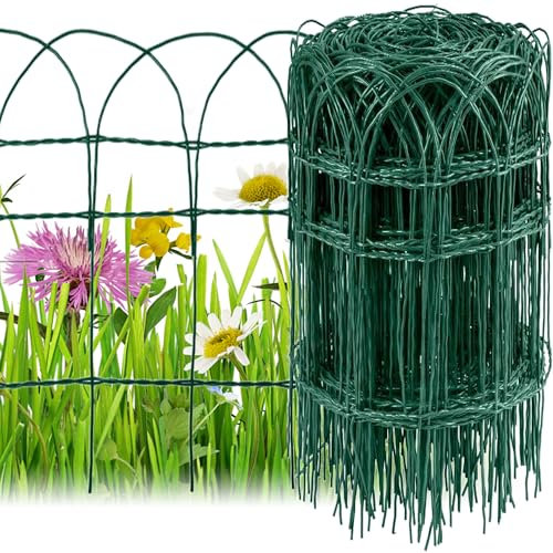 Amagabeli Gartenzaun, 0,4 m x 25 m, grün, 2,95 mm, RAL6005, PVC-beschichteter Metalldraht, rostfrei, für den Außenbereich, für Blumentiere