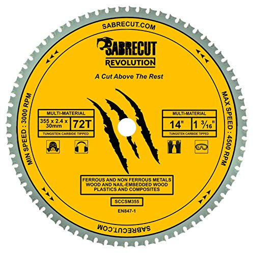 1 x SabreCut SCCSM355_72 355mm 72T x 30mm 25.4mm 20mm 16mm Bore Multi-Material Metal Wood Plastic Circular Saw Blade