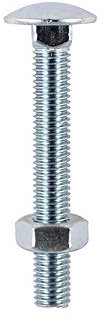 Timco M6 x 130mm BZP Carriage Bolt & Hex Nut - Pack of 4