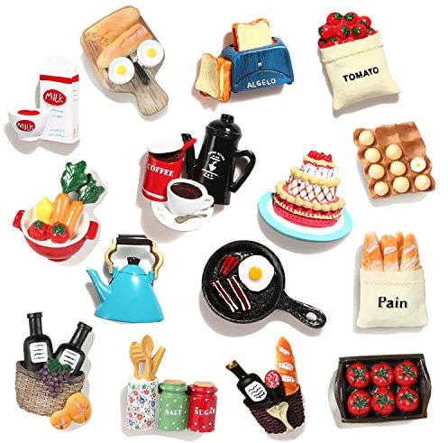 15-Pack Food Fridge Magnets for Fridge Fun Cute Magnet Refrigerator Stickers for Kitchen Magnet Decorative Strong Resin Magnets Home Decor Office