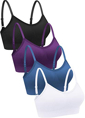 Geyoga 4 Stück V Kabellos Sport BH (Klein, Schwarz, Lila, Blau, Weiß)