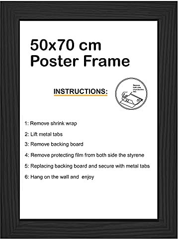 50cm x 70cm Poster frame Picture Frame Black/White/Oak Photo Frame 50cm x 70cm Wall Frame (BLACK, 70 x 50 cm)