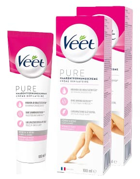 Veet Haarentfernungs-Creme Silk & Fresh normale Haut Enthaarungscreme bei normaler Haut für seidig glatte Beine bis zu 2x länger als bei einer Rasur 200 ml (2 x 100ml)