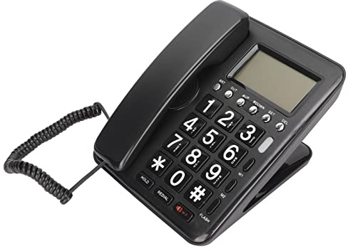 Desktop Corded Telephone, Landline Wired Phone with Large Buttons, Corded Telephone for Home Office Hotel Bathroom(black)