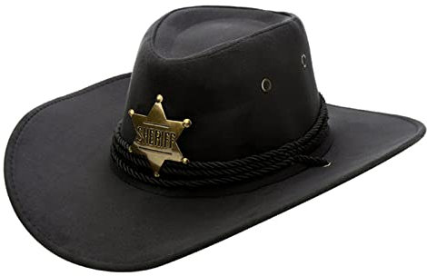 HilyBony Western-Cowboy-Hüte für Damen und Herren, Sheriff, Cowgirl, Kostüm, Verkleidung, Fedora-Hut, Schwarz , M/L