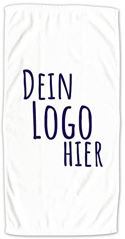 GRAZDesign Werbeartikel mit eigenem Logo | Firmen Handtuch personalisierbar, 100x50cm, indivieduelles Bild und Text, Gästehandtuch in weiß, Bedrucktes Handtuch als Werbegeschenk Werbeartikel