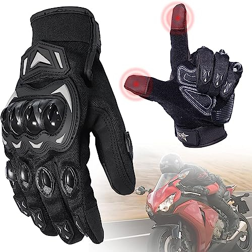 Gant Moto, Respirants Écran Tactile Plein-Doigt Gant Moto Ete pour Les Courses de Moto, Le VTT, L'escalade, La Chasse, Le Scooter et D'autres Sports de Plein Air, Gants Moto Homologué Femme Homme (XL)