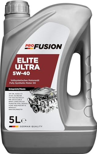 ProFusion Aceite para Motores Gasolina y Diésel - Lubricante Sintético para Coche 5w40 Elite Ultra C3 5L