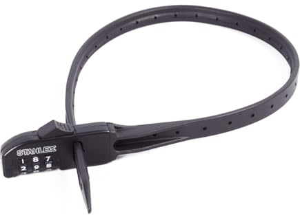 Stahlex Kabelbinder Kombinationsschloss mit Zahlenschloss, Schwarz, 12 x 560 mm, Nylon, Kabelschloss mit Schlüssel, Schloss für Fahrrad, Helm und andere Gegenstände