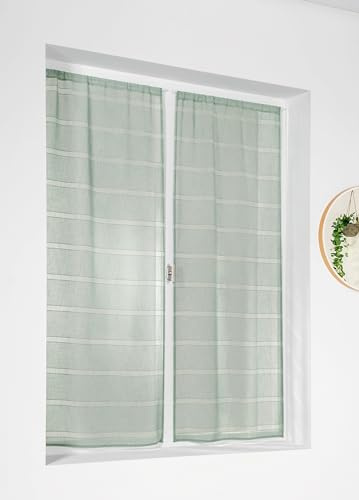 LINDER Paire de vitrages CORDELETTE vet céladon en 55x120cm, Vert Clair