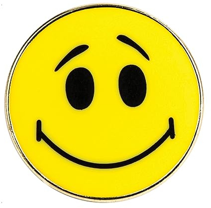 Smiley Face Emoji Enamel Pin Badge – Yellow Metal Lapel Brooch (2.2cm x 2.2cm) – Retro Happy Face Gift for Jacket, Hat, or Bag