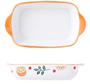 baking tray with handle，Porcelain Baking Dish Baking Tray Pie Dish Lasagna Pans Dishes for Oven Hand Painted Pattern, 1 Piece,B (Color : B) (Color : C) (Color : C)