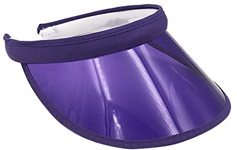 MONOJLY Viseras transparentes de plástico de color transparente, protección UV, viseras para mujer, sombrero de sol, visera de verano, viseras de golf, Morado (, 7 1/8-7 3/8