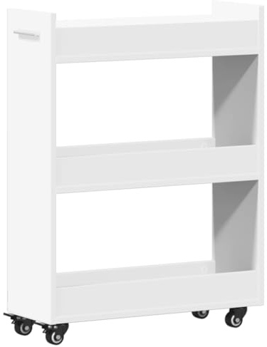 vidaXL Skåp med hjul vit 60x22x79 cm konstruerat trä