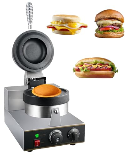 Oiyekntd Burger-Waffelherstellung, Waffeltüten-Maschine, kommerzielle Eistüten-Maschine, doppelseitige Heizung, elektrisch, antihaftbeschichtet, Eierbrötchen-Bäcker, Waffelbrötchen-Maschine