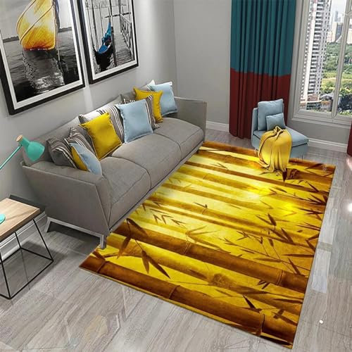 XINRUYI 3D Grüner Bambus Wald Bambusteppich Wohnzimmer Schlafzimmer Küche Bad rutschfeste Matte Dekoration
