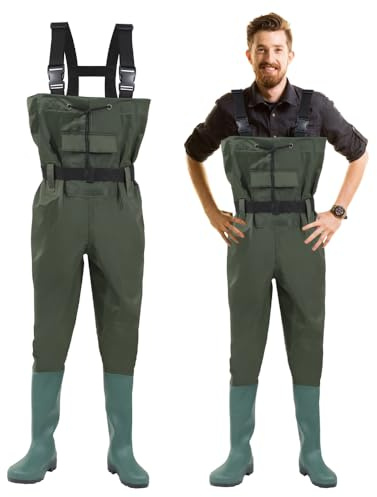 Waders étanches 70D Nylon Composite PVC Pantalon de pêche, avec Bottes | Waders, Caoutchouc antidérapantes, Pantalon de Bassin, adapté aux Chantiers, à la pêche, aux fermes, aux Jardins