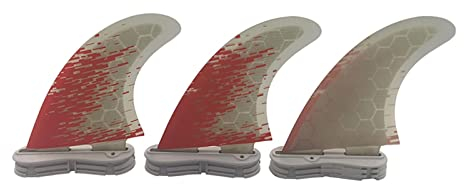 USKI Surfbrett Double Tabs 2 M/L Schneidebrett Wabenflossen Tri Fin Set Finne Surfflosse Fiberglas Surfflossen Rote Farbe for Surfen(White M)