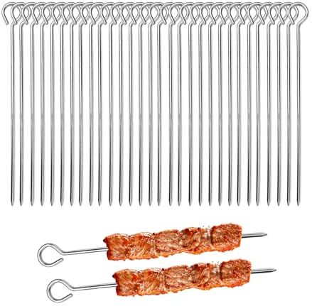 30 brochetas para barbacoa, brochetas de metal, brochetas para freidora de aire caliente, brochetas verticales para barbacoa, pinchos de metal para barbacoa, brochetas de metal para barbacoa,