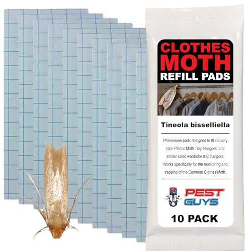 PG 10 Pack Pheromone Pads Refill Replacement Common Clothes Moth Infestation Room & Wardrobe Hanger Control Sticky Traps (Tineola Bisselliella)