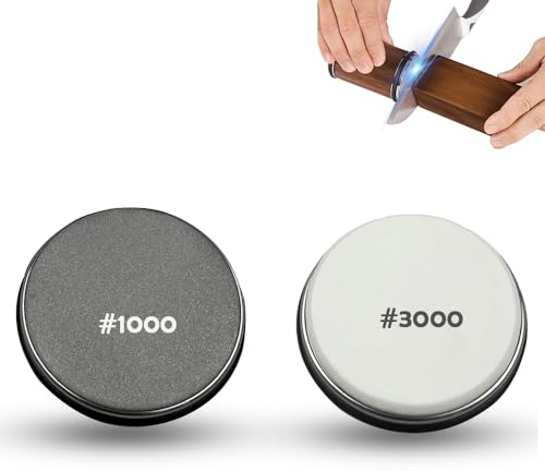 Rolling Knife Sharpener Replacement Discs, Rolling Knife Sharpening Kit Replacement Head, Diamonds Discs for Kitchen Knives (Metric Thread: M12)-Diamond 1000#/Ceramic 3000# (2 Pcs)