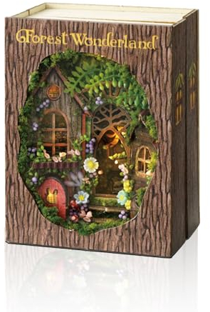 Cuteefun DIY Miniature House Kits, Tiny House Kit for Adults to Building, Wooden Dollhouse with LED, Unique Gift for Birthday Christmas' Day (Forest Wonderland)