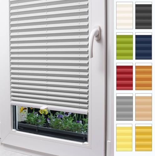 Stuza® Store plissé sur Mesure, à Coller, 15 Couleurs, 3 Couleurs de Profil, Largeur 30–129 cm, Hauteur 50–149 cm – Stores intérieurs plissés
