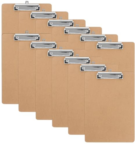LDHHYH 12 Stück Klemmbrett A4, Hartplatten-Klemmbrett A4, klemmbretter A4 mit Metalklemme und Aufhängeose, Clipboard klemmbretter Klemmbrett DIN A4 für Schule,Zuhause, Büro