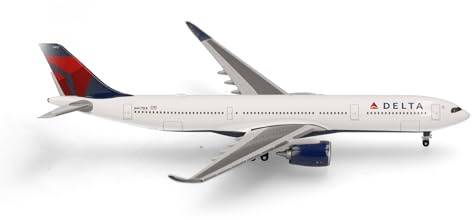 Herpa modellflygplan Delta Air Lines Airbus A330-900neo, miniatyr i skala 1:500, samlarobjekt, modell utan ställ, metall