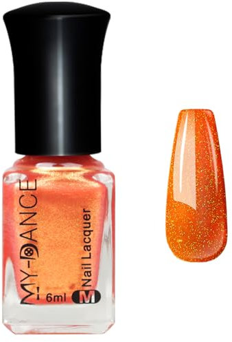 Pearl Orange Nagellack lang anhaltend schnell trocknend - Glitzer Nagellack, Shinny Nail Polish - Maniküre zu Hause DIY schnell trocknende Art keine UV benötigt (Pearl Orange 010, 6ml)