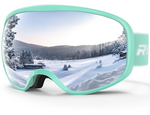 RIOROO Maschera da Sci Bambino 3~14 Anni Occhiali da Sci Maschera Sci Bambino Occhiali Sci 100% Anti UV Anti Nebbia anti-vento antipolvere, OTG per Ragazzo Ragazza Sci Snowboard Sport Invernali