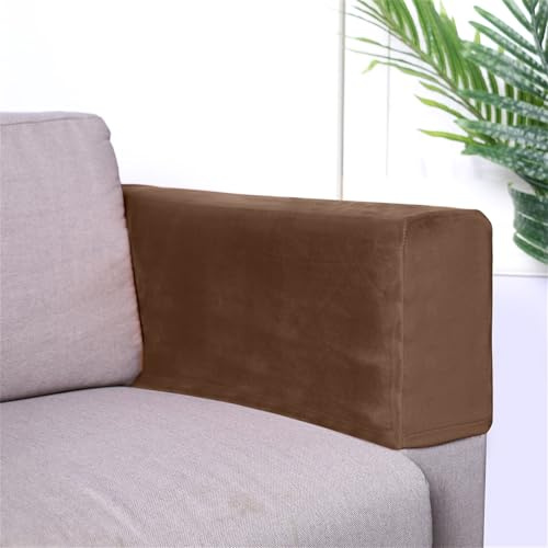 Fansu Funda Reposabrazos Sofa, 1 Par de Protector de Reposabrazos Sofa, Terciopelo Funda para Brazos de Sofa Antimanchas Funda Elástica Reposabrazos Sillon Extraíble y Lavable (Color café)