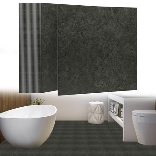 UISEBRT Selbstklebend Bodenfliesen 54 Stück 5,02m² PVC Bodenbelag Vinylboden Betonoptik Klebefliesen Meterware Fliesenoptik für Küche Bad Flur Wohnbereich 30×30cm 【Modell H】