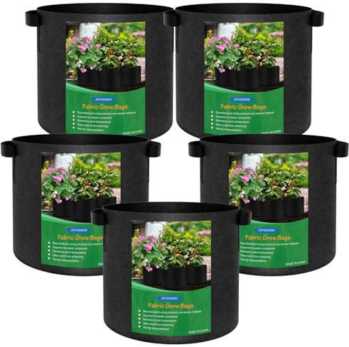 Joyzakzak 5 Stück Pflanzsack 40L/11l/15l/20l/30l Hochwertigen Tomaten Kübel,Stofftopf 40l Reißfesten Stoff Pflanzsak Pflanzsäcke Vliesstoff Pflanztasche Stofftöpfe für Kartoffeln (20L)