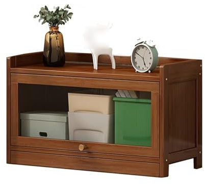 Vitrine aus Holz mit Türen für Figuren und Sammlerstücke, 6 Etagen, Spielzeug-Organizer, Regal für Zuhause, Wohnzimmer, Spielzimmer, Schlafzimmer, Vitrine (Braun, 60 x 31 x 42 cm)