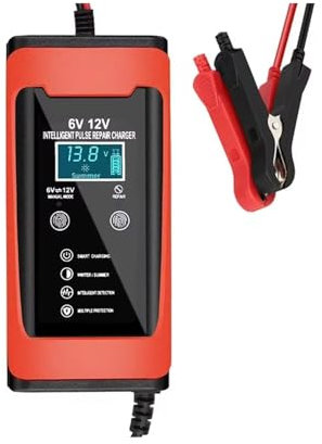 Caricatore Auto 6V 12V 6A Caricabatterie Intelligente A Carica Rapida GEL Batteria Al Piombo LCD Auto Display Riparazione Auto Caricabatterie A Impulsi Universale Caricatore Auto USB C(EU)