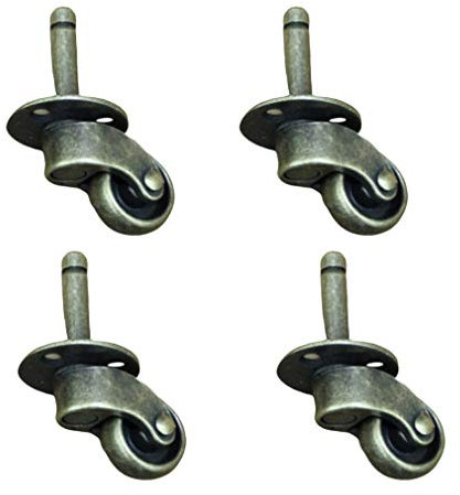 ITTRUH Trolley-Räder, Lenkrollen, 4 Stück Lenkrollen, antike Möbelrolle, ölgeriebene Bronze, geräuschlos, verschleißfest, um 360° drehbar, mit Stößel, for Sofa, Stuhl, Couchtisch, Ret