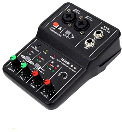 IUBGFTO 2 Channels Professional portable Audio Interface sound card console mini USB MIXER for Guitar Recording Studio Singing (D One size fits all)