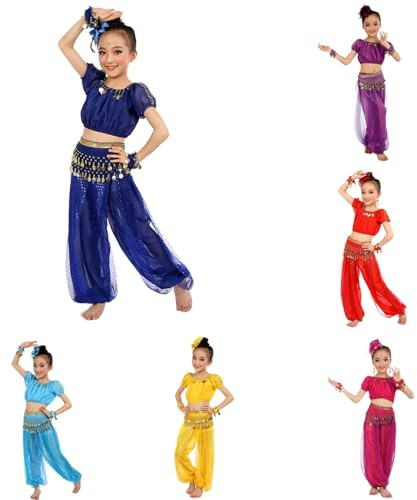 Kinder Mädchen Bauchtanz Kostüm IndienDance Kleidung Gymnastik für Kinder Mädchen Belly Dance Costumes Indische Tanzkleidung Hip Hop Kleidung Street Dance Outfits Tanzkostüm