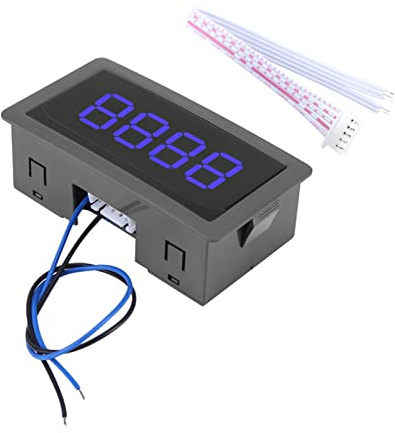 TICFOX Medidor de Contador de Panel, Contador de Arriba/Abajo de LED, Pantalla Digital LED DC 4 Dígitos 0-9999 Arriba/Abajo Más/Menos Contadores Electrónicos con Cable (Azul)