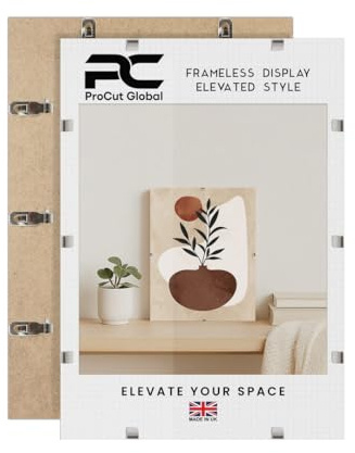 Procut Global 70X50CM Clip Frames – Frameless Perspex Wall-Mount Display for Posters, Pictures, Photos & Certificates – Lightweight & Shatterproof – Sizes A6 to A0 & 4x4 to 100x90cm Available
